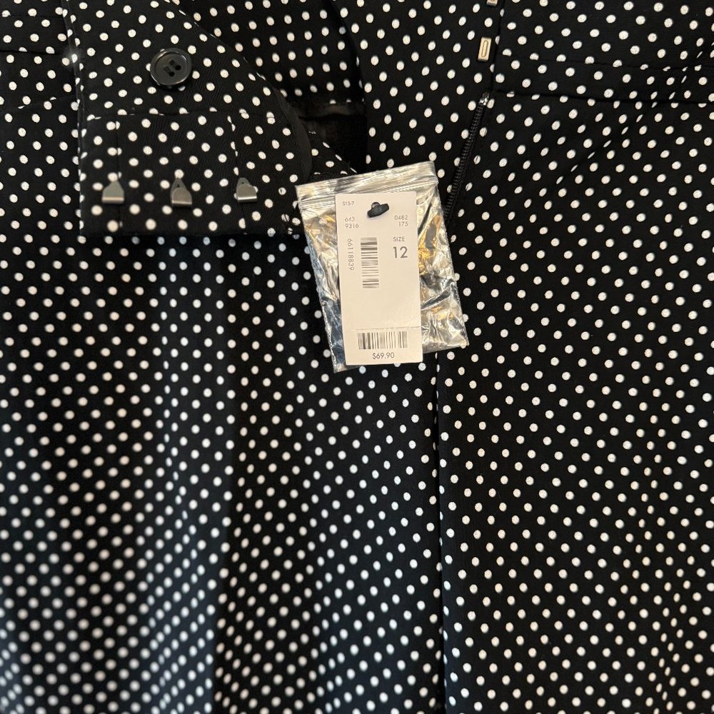 NWT, The Limited  Exact Stretch Skinny Leg, Black w/White Polka Dots, Size 12